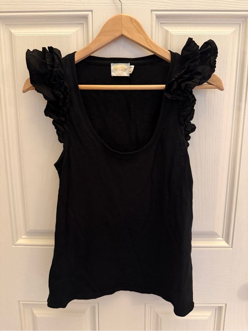 Nation LTD Black Ruffle Sleeve Women’s Tank Top